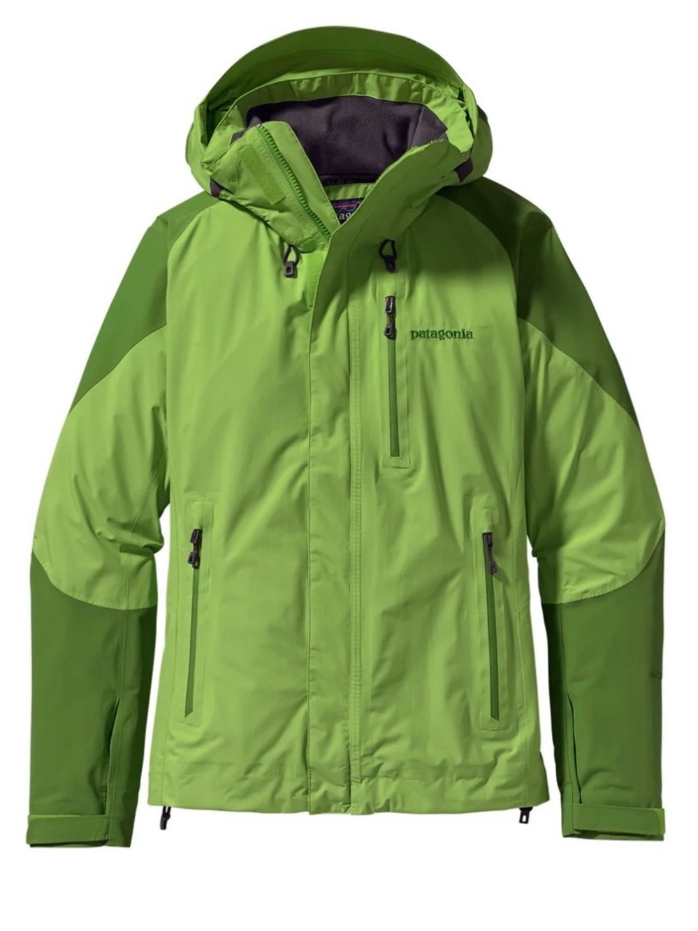 Patagonia Piolet Bright Lime Green Two-Tone Hooded Shell